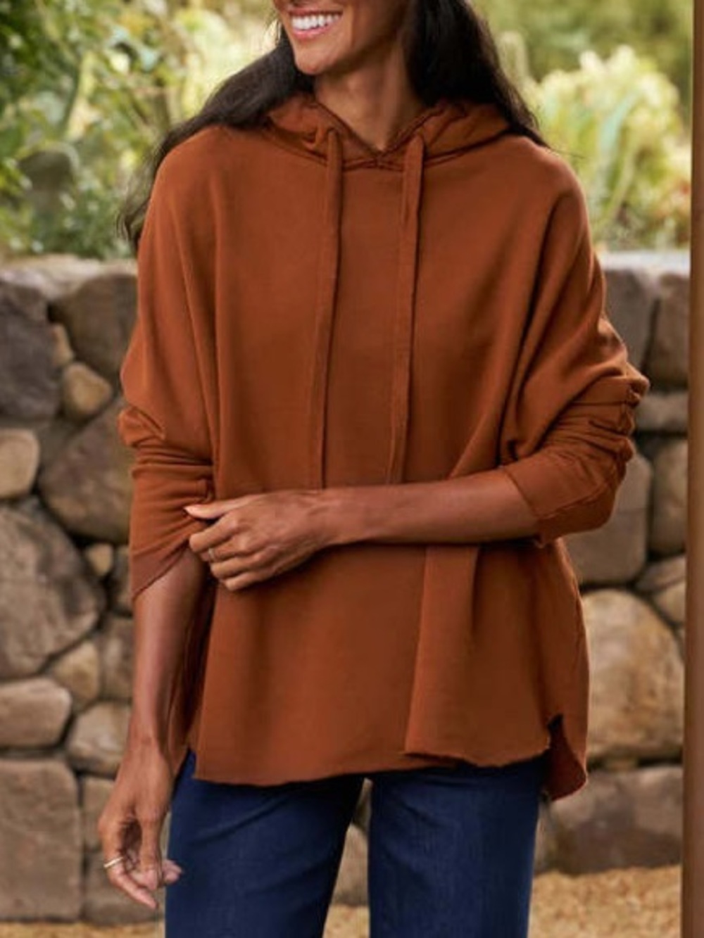 Frank & Eileen Kane Capelet Hoodie Large Cinnamon Brown Casual Minimal Lounge